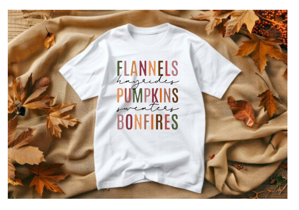 Flannels, Hayrides, Pumpkins, Sweaters,  Bonfires